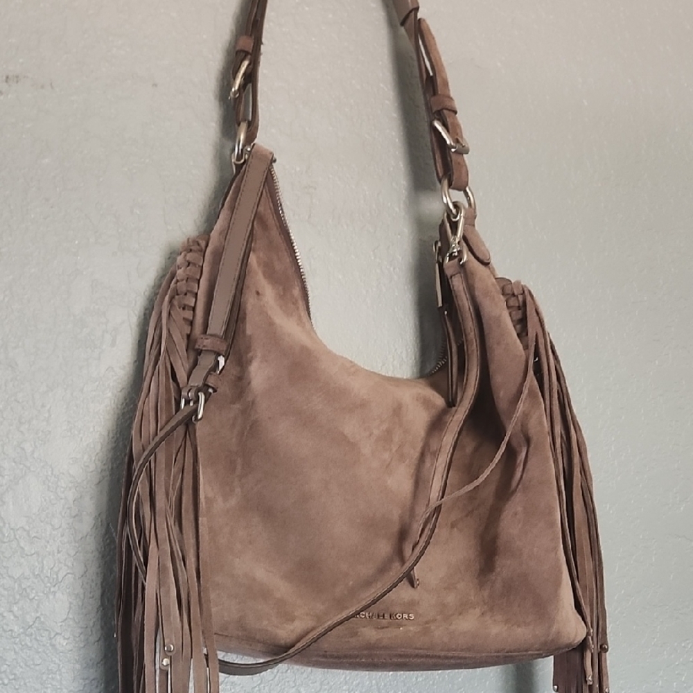 Michael Kors Tan Suede Fringe Hobo Bag